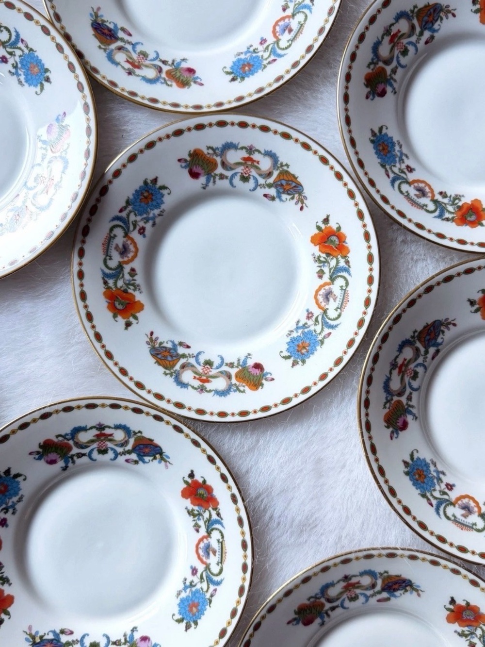 Set of 8 Vintage Ceralene A. Raynaud Vieux Chine Limoges France Saucers - Picture 2 of 6
